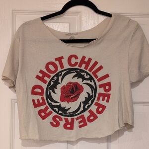 Chili Peppers Graphic Crop Top in Cream and Red